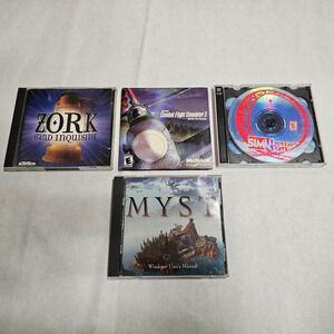 Zork Grand Inquisitor Sim Theme Park Myst MS Flight Sim Lot PC 4 Games Bundle